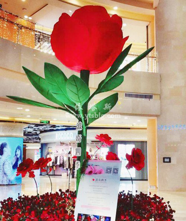 波奇四季情人节现五米高巨型仿真玫瑰雕塑「」